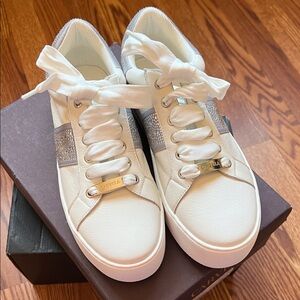 Carvela White Leather Sneakers with Silver Details